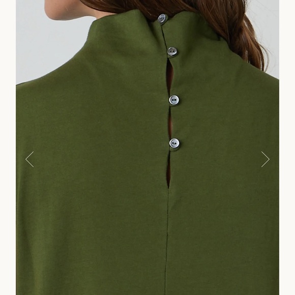 Velvet by Graham & Spencer green Mock Neck Midi Dress, Anthropologie 100% Cotton - Picture 5 of 12